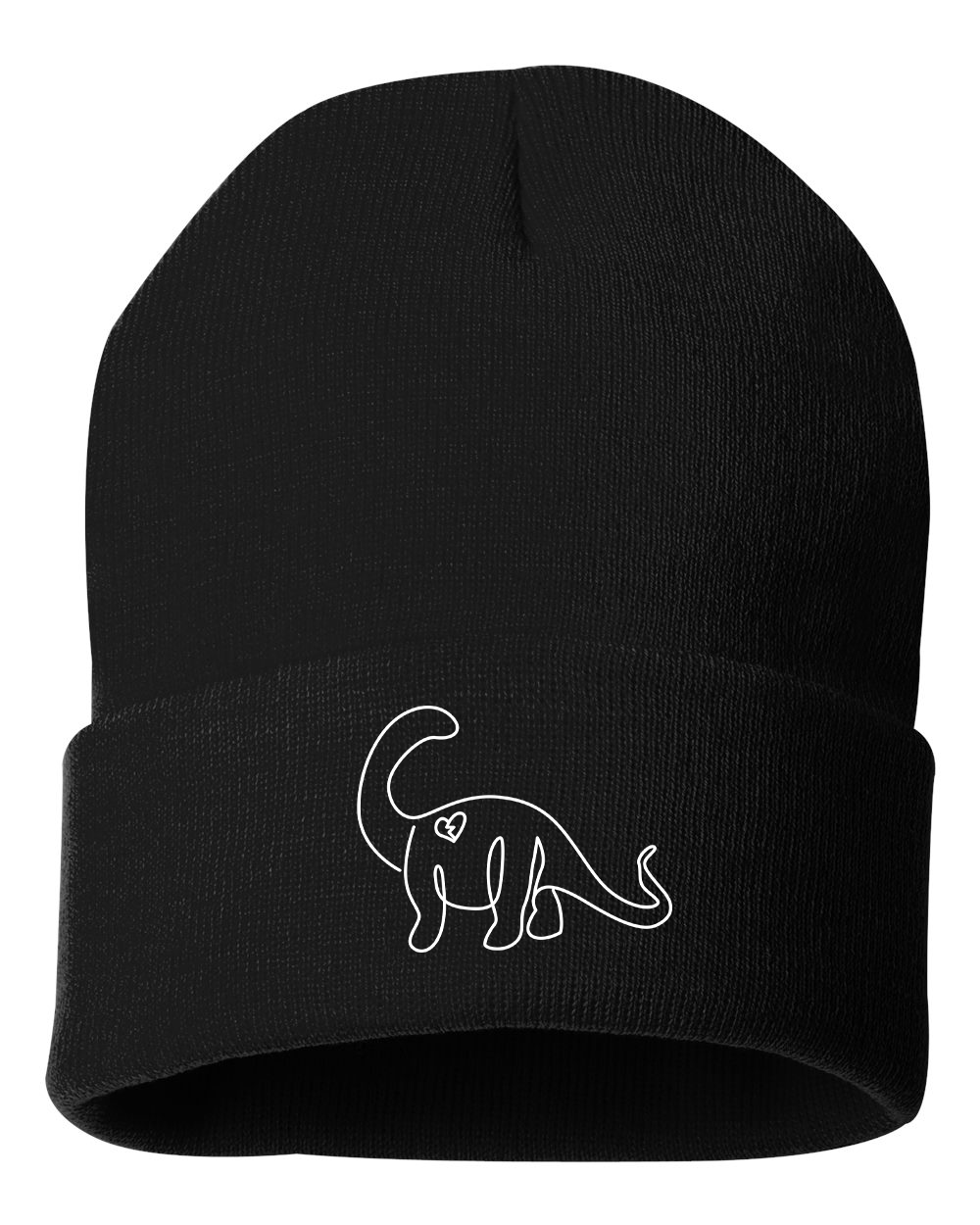 Embroidered Dino Beanie (Black)